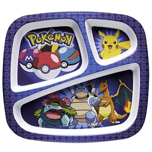 Zak Designs POKE-0010 Pokemon Kids Divided Plate, Single, Pikachu