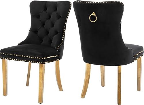 Miniatura 38 de Juego de 6 sillas de comedor de terciopelo gris, modernas sillas de comedor con respaldo copetudo y patas de madera maciza, sillas de comedor Gris