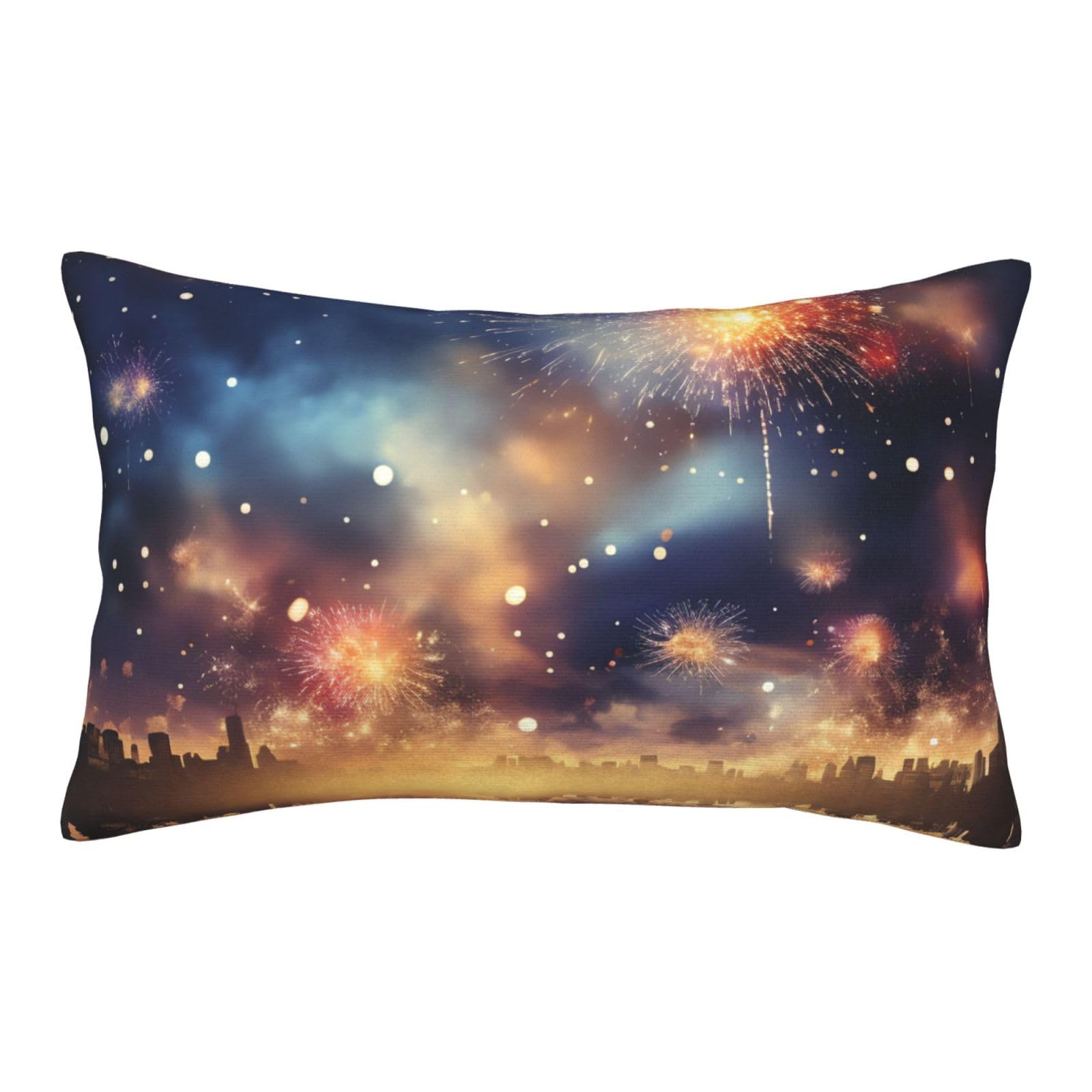 Velvet Pillowcases 20"x30" Ultra Soft Breathable Pillow Cases, Luxury Fuzzy Throw Pillow Covers with Zipper, Fireworks Night Pillow Shams All Seasons Decorative Cushion Cases for Couch