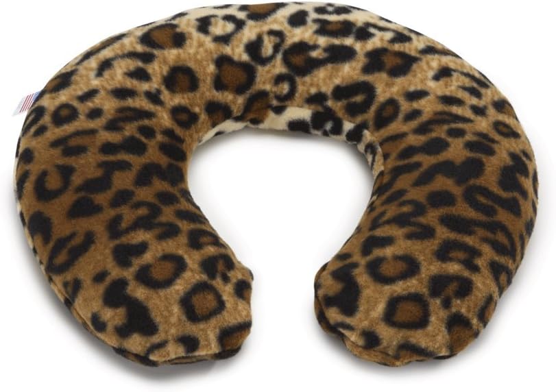 Sunny Bay Neck Heating Wrap, Flax Seeds, Heat Therapy Pad for Neck & Shoulder Muscle Pain Relief–Thermal, Reusable, Non Electric, Washable Leopard Skin Print Fleece Cover, Medium, Lavender-Scented