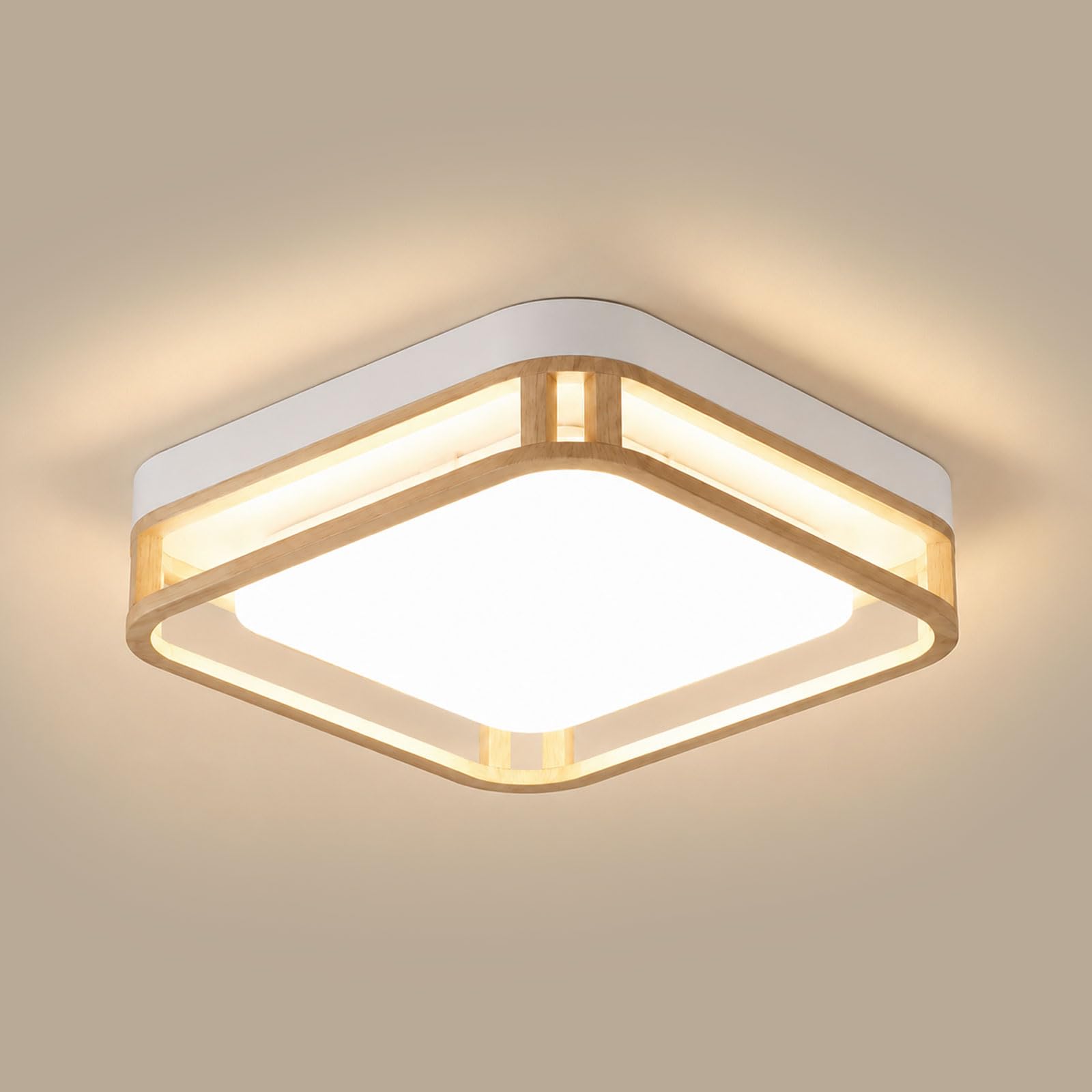 MELAYR 4782543 Ceiling Lights Wood 3000K Warm Flush Ceiling Lighting