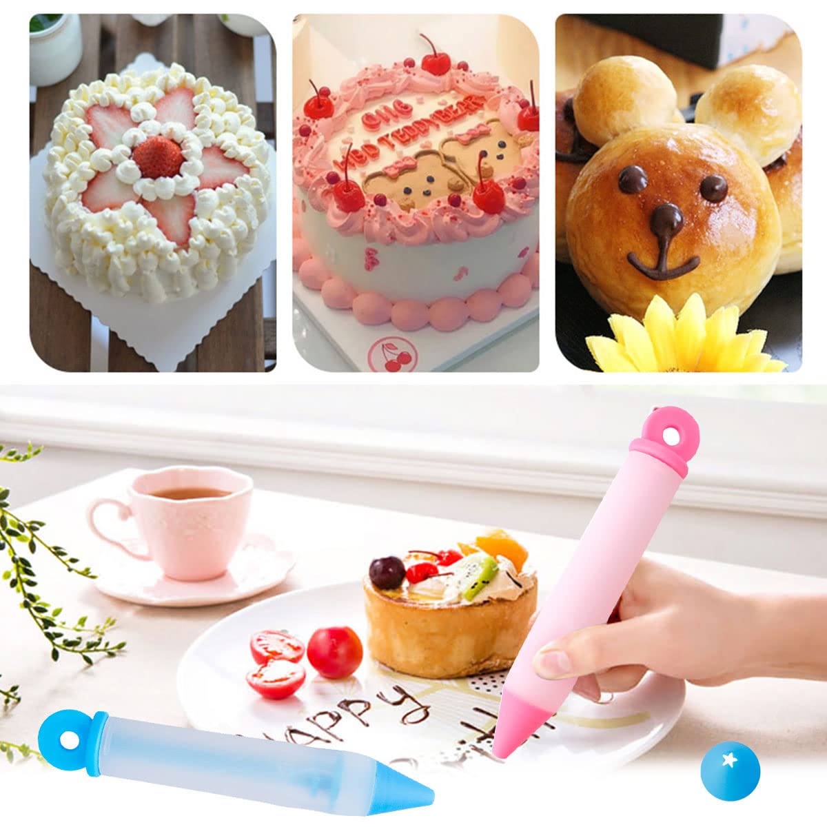 Penna Decorativa Per Dolci - 4 Penne Silicone Con 16 Beccucci Per Cioccolato E Glassa - Foto 11