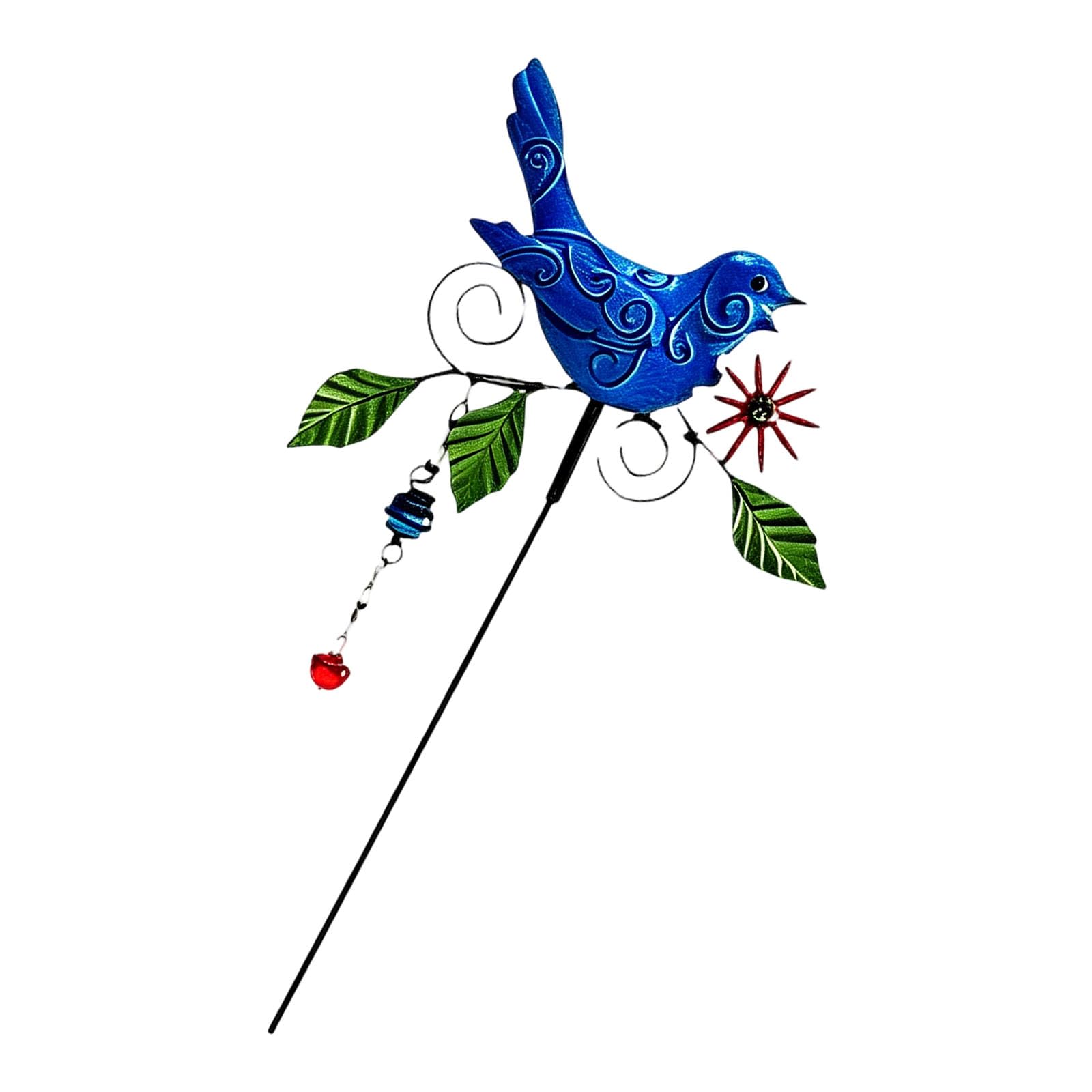 Msioytog Colorful Metal Bird Sculpture Wildflower Garden Accent Rust Resistant Outdoor Garden Art for Lawns Patio Pathway Balcony Planter Decoration Bird Decorative Yard Stakes