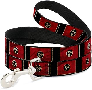 Buckle-Down Dog Leash Tennessee Flag Black Distressed 6 Feet Long 1.5 Inch Wide