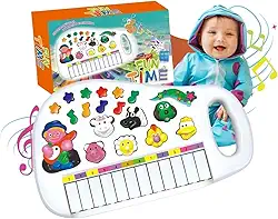 Teclado Infantil Fazendinha Piano Musical com Sons de Animais 12 Teclas Portátil Brinquedo Educativo Didático Coordenação Motora a partir de 2 Anos
