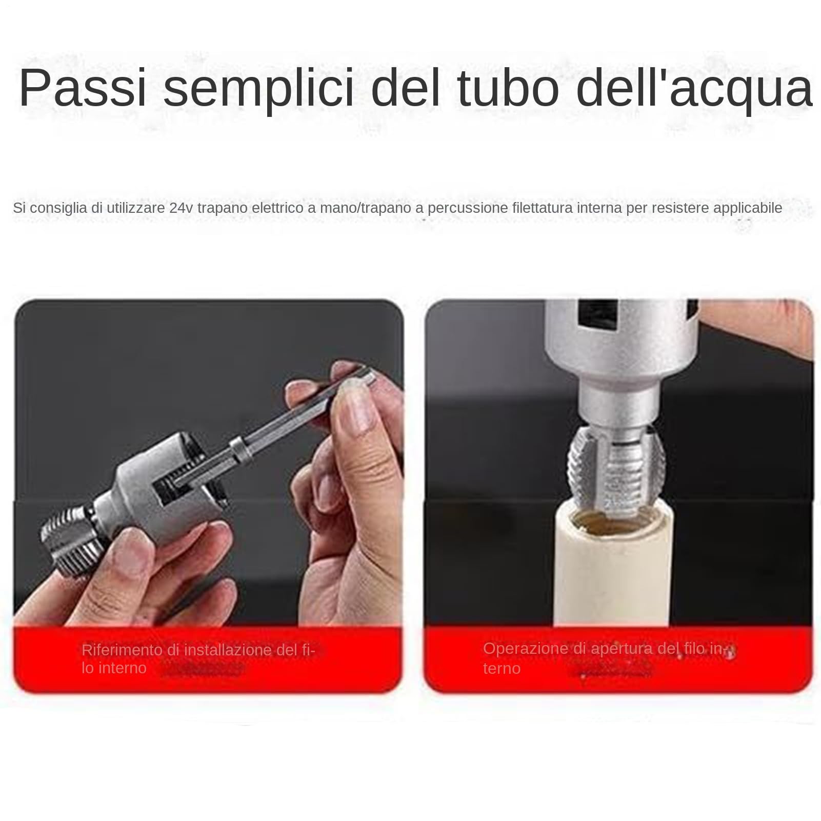 Set Per Filettatura Tubi PVC 2 In 1, Compatibile Con Trapano Elettrico, Specifiche 1/2'' E 3/4''