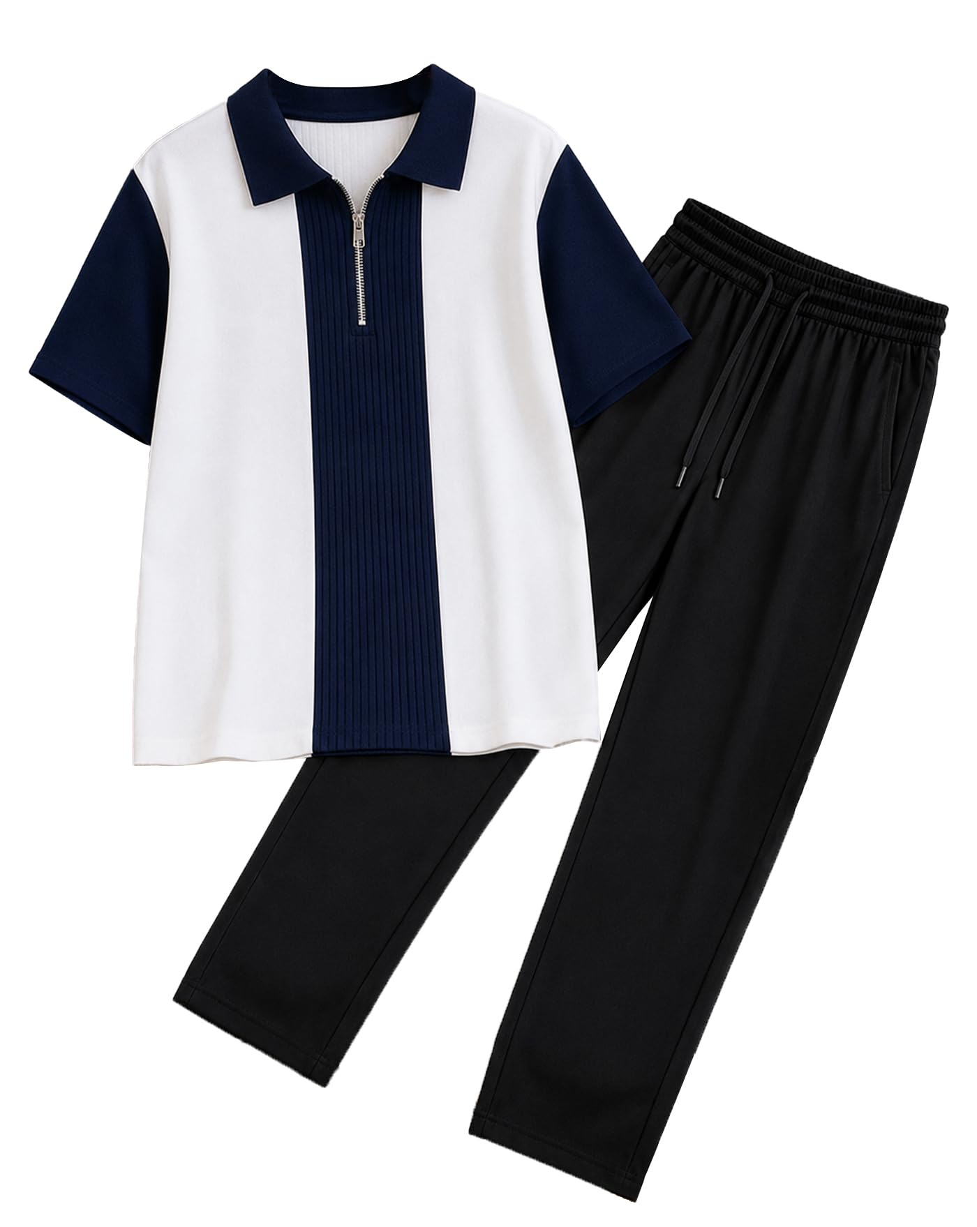 ausk Men's Smart Casual Polo Co-Ord Set | Cotton Blend Polo T-Shirt with Track Pant | Comfortable Lounge Wear | Holiday Wear Clothing Set-picture-39