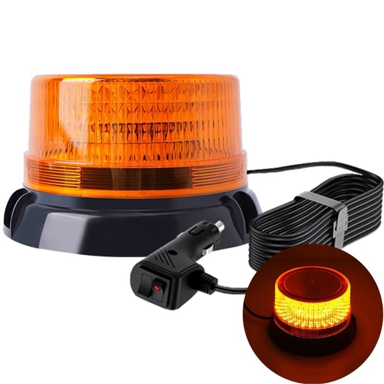 90 LED ambre clignotant avertissement de sécurité Super lumineux d'urgence 360 ​​balise stroboscopique rotative avec magnétique(16)