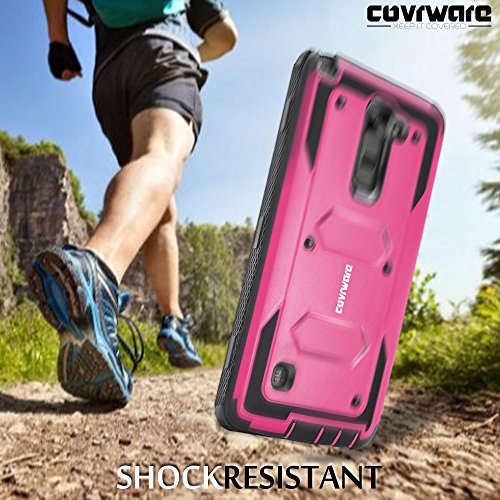 Covrware Aegis Series Case For Lg Stylo 2 (2016) / Stylo 2 Plus / Stylo 2 V With Built-In Screen Protector Heavy Duty Full-Body Rugged Holster Armor Cover Belt Swivel Clip Kickstand, Pink #TOP6