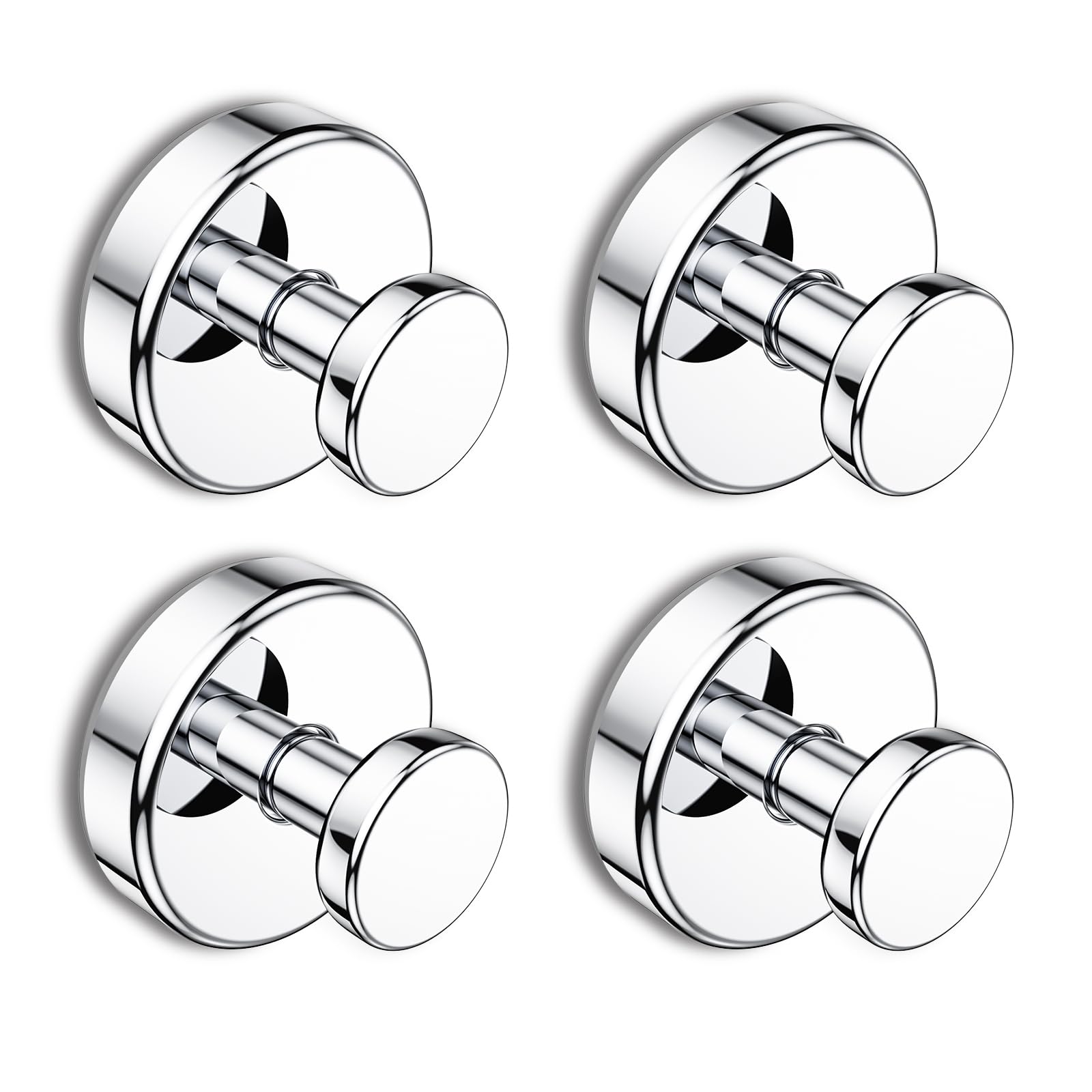 Bntuk Suction Cup Hooks for Shower, Removable Towel Hooks for Bathroom Window Glass Door Wall, Bath Robe Looafh Hook for Hanging - 4 Pack, Chrome