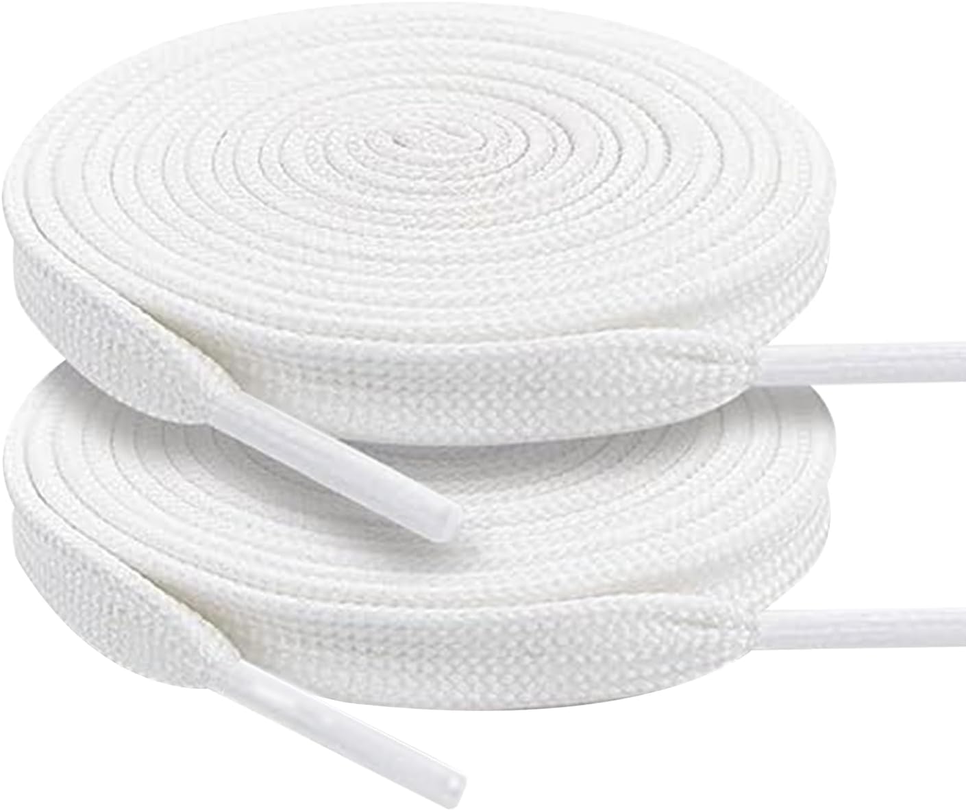 YOLCAR White Flat Shoelaces 120cm/47in - Durable Polyester Anti-Break Tips for Sneakers, Skate Shoes, Hats, Bags & More