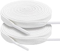 YOLCAR White Flat Shoelaces 120cm/47in - Durable Polyester Anti-Break Tips for Sneakers, Skate Shoes, Hats, Bags & More
