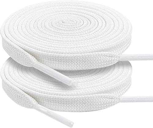 White Flat Shoe Laces, Sturdy Polyester with Anti-Break Tips, Suitable for Sneaker, Hat Strings, Pants Strings, and Bags, 120cm/47inch