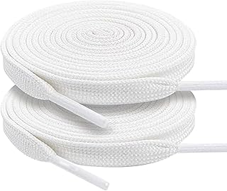 White Flat Shoe Laces, Sturdy Polyester with Anti-Break Tips, Suitable for Sneaker, Hat Strings, Pants Strings, and Bags, 120cm/47inch