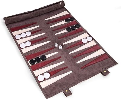 Bey-Berk Grey Suede Roll-Up Backgammon Travel Set w/Playing Pieces