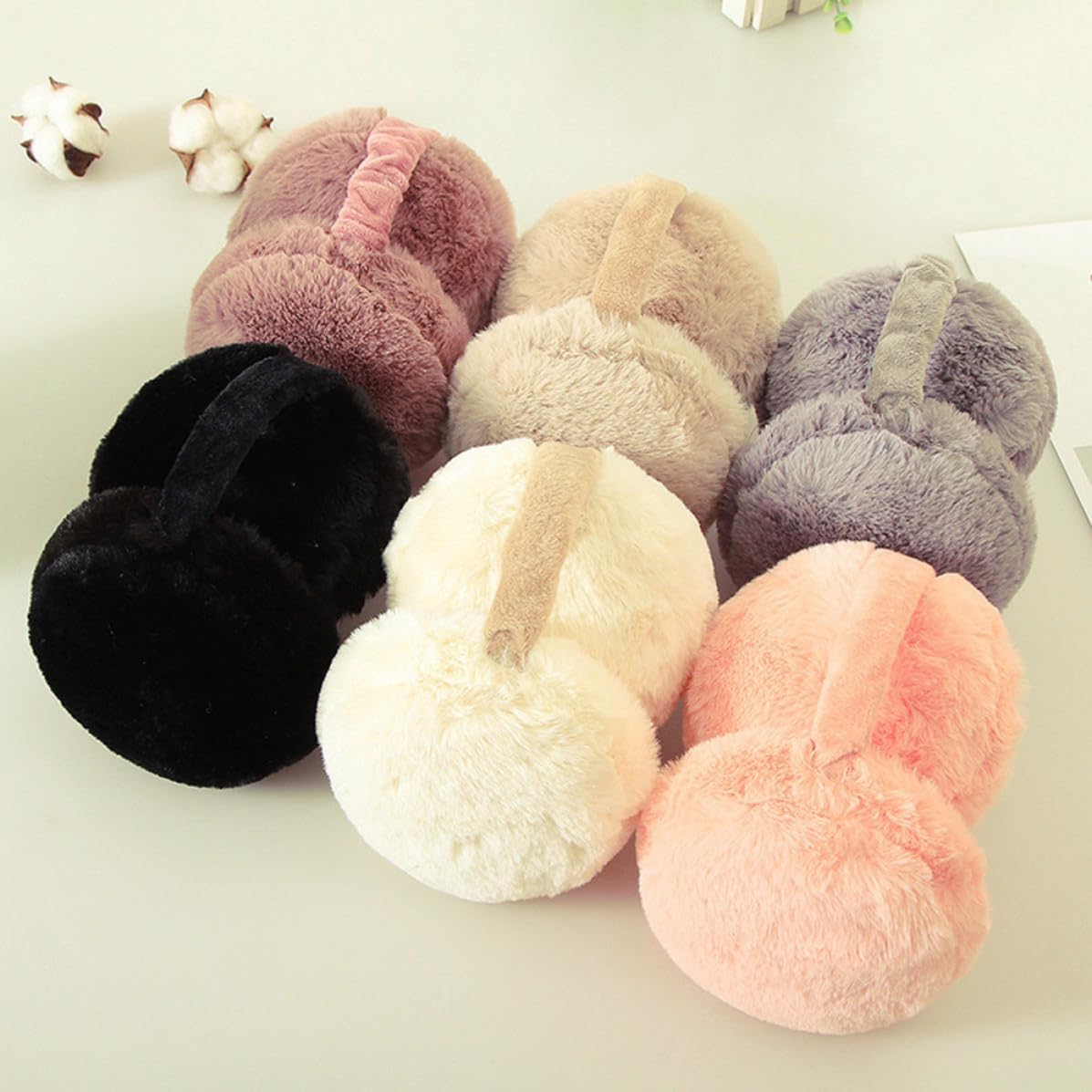 Levemolo Foldable Plush Winter Earmuffs Ear Covers for Women Men White