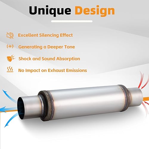 Miniatura 24 de A-KARCK Resonador de escape de entrada de 4 pulgadas, entrada de 4 pulgadas, salida de 4 pulgadas, silenciador de longitud total de 30 pulgadas, 1