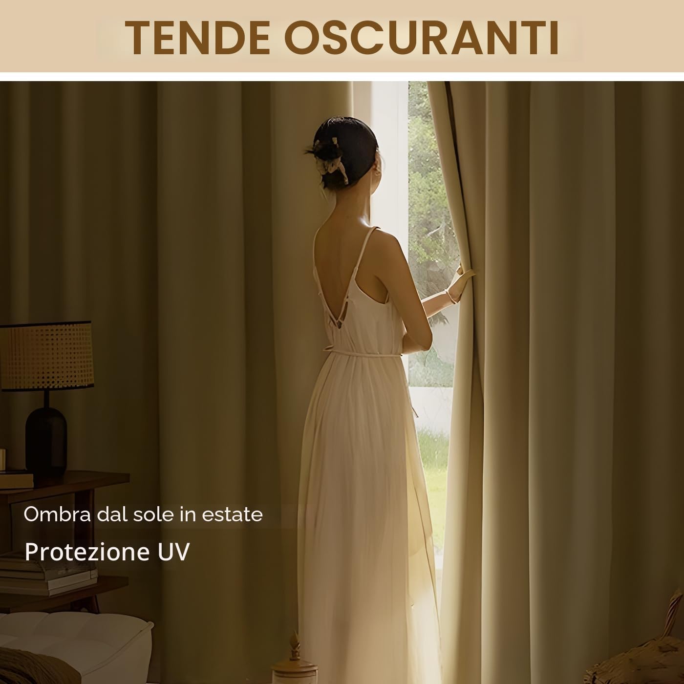 Tende da Esterno, 2 Pezzi Tende per Gazebo Antipioggia con Anelli, Tenda per Esterno Impermeabili, Tenda Oscurante da Esterno per Terrazzo Porta Balcone Veranda Giardino Pergola(132*215cm,Beige)