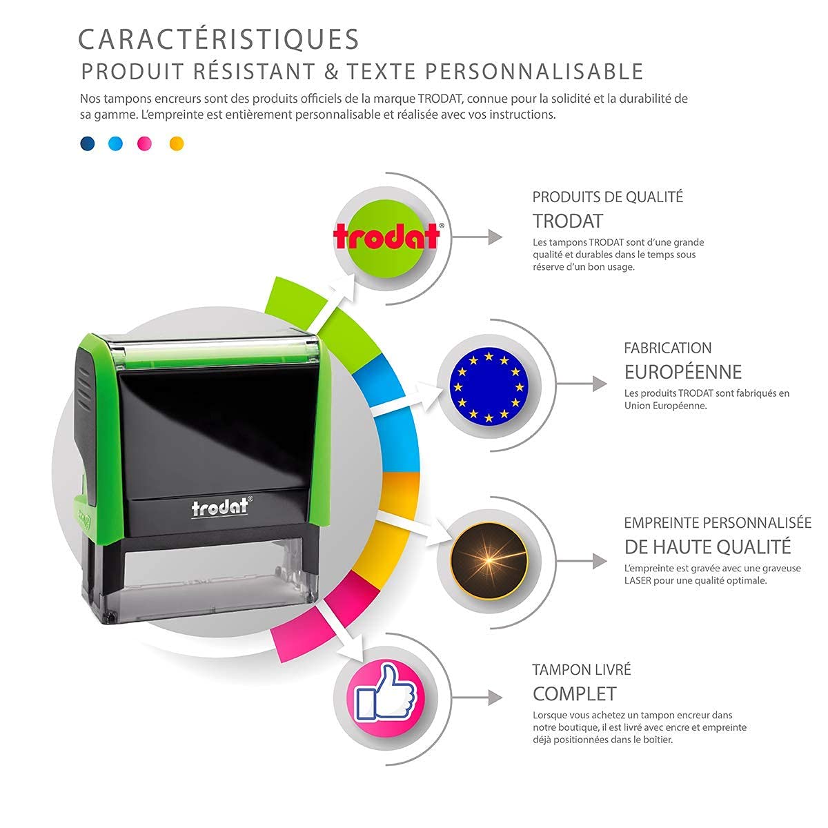 Trodat Printy 4612-12 mm - Noir | Tampon Encreur Professionnel Automatique Spécial Carte de Fidélité Personnalisable - Impression nette & précise