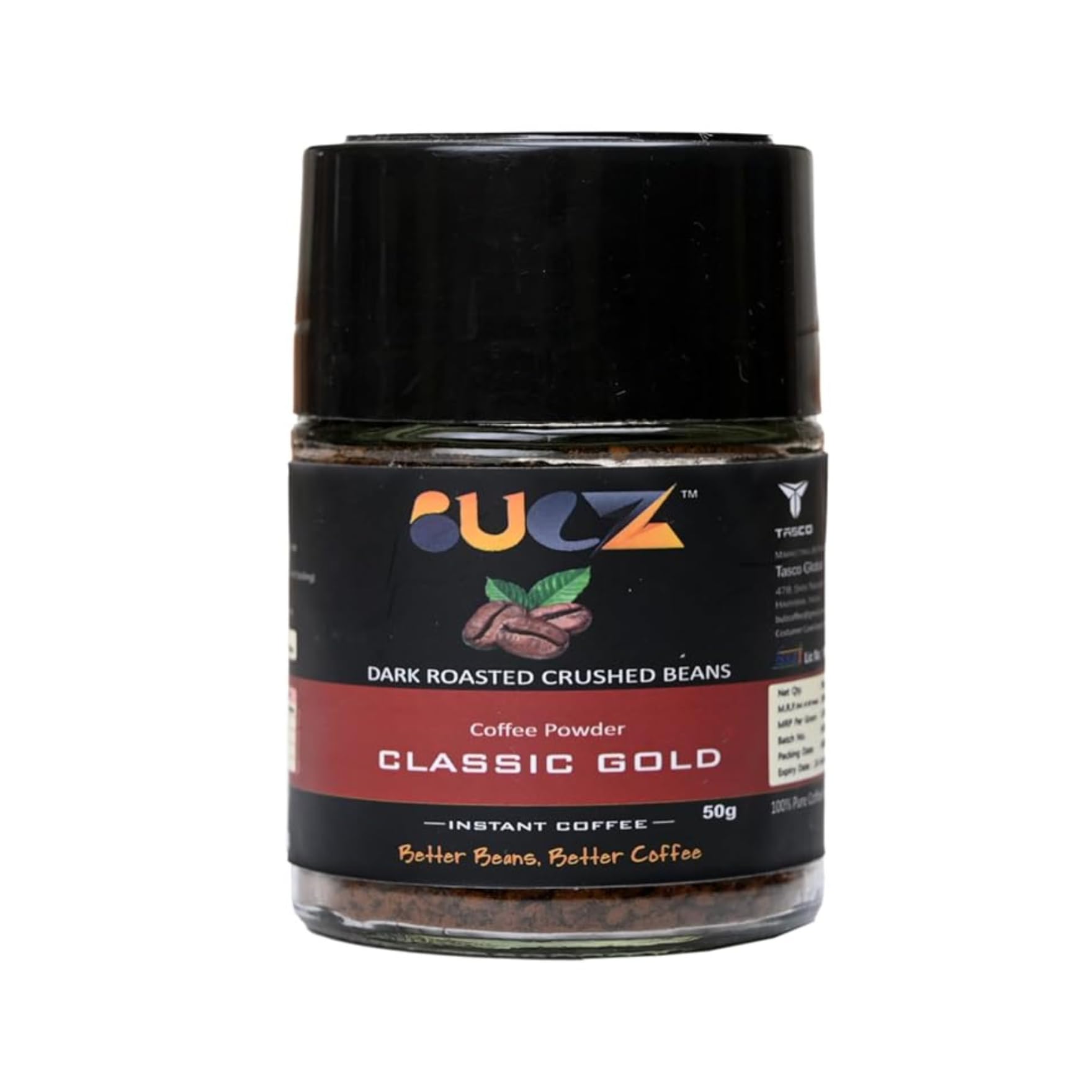 BULZ Classic Gold Dark Roasted Crushed Beans Coffee Powder | Strong Coffee | Special Hotel Blend, Fresh Taste | Hot & Cold Coffee | Instant Coffee Powder Jar | 100% Pure