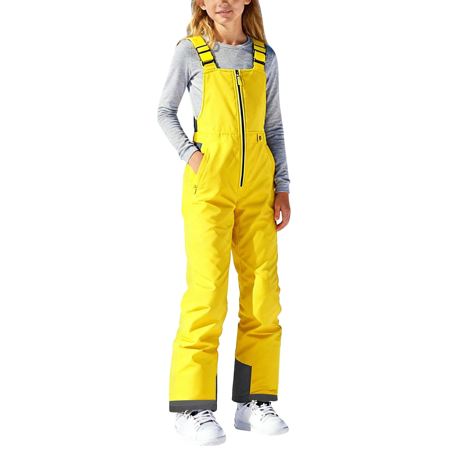 Pantalones de esquí para niños y niñas, pantalones de invierno con cremallera y tirantes ajustables para esquí