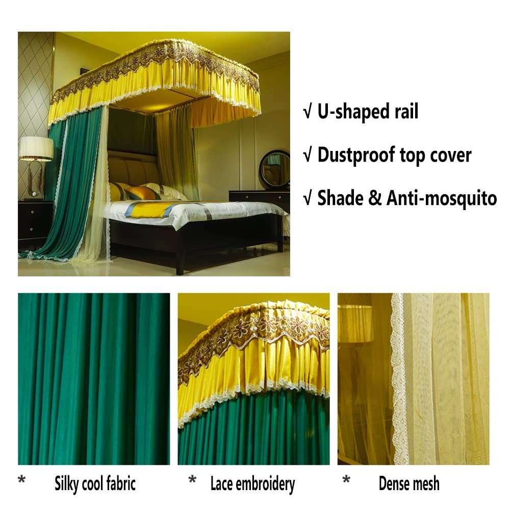 Luxuriöser Doppelbetthimmel Moskitonetz Bettvorhang im europäischen Stil mit Halterung für alle Jahreszeiten, elegante Schlafzimmer-Dekoration (Farbe: A, Größe: 180 x 220 cm)