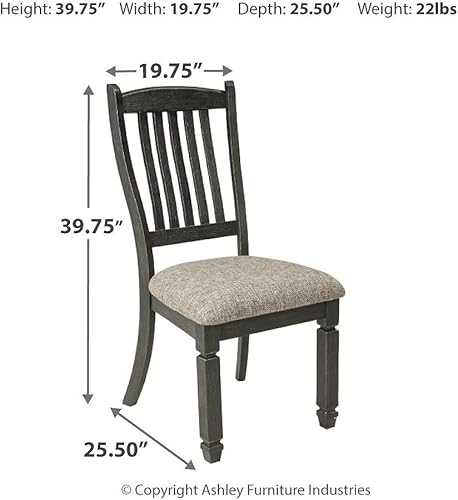 Miniatura 11 de Signature Design by Ashley Bolanburg - Juego de 2 sillas tapizadas de comedor de 20 pulgadas, color blanco antiguo Blanco,Negro -