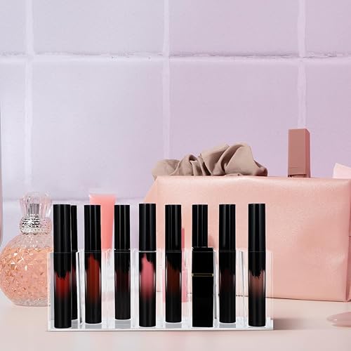 Miniatura 8 de Organizador de lápiz labial acrílico de 24 ranuras, estuche de almacenamiento de maquillaje transparente para pinceles de brillo de labios y