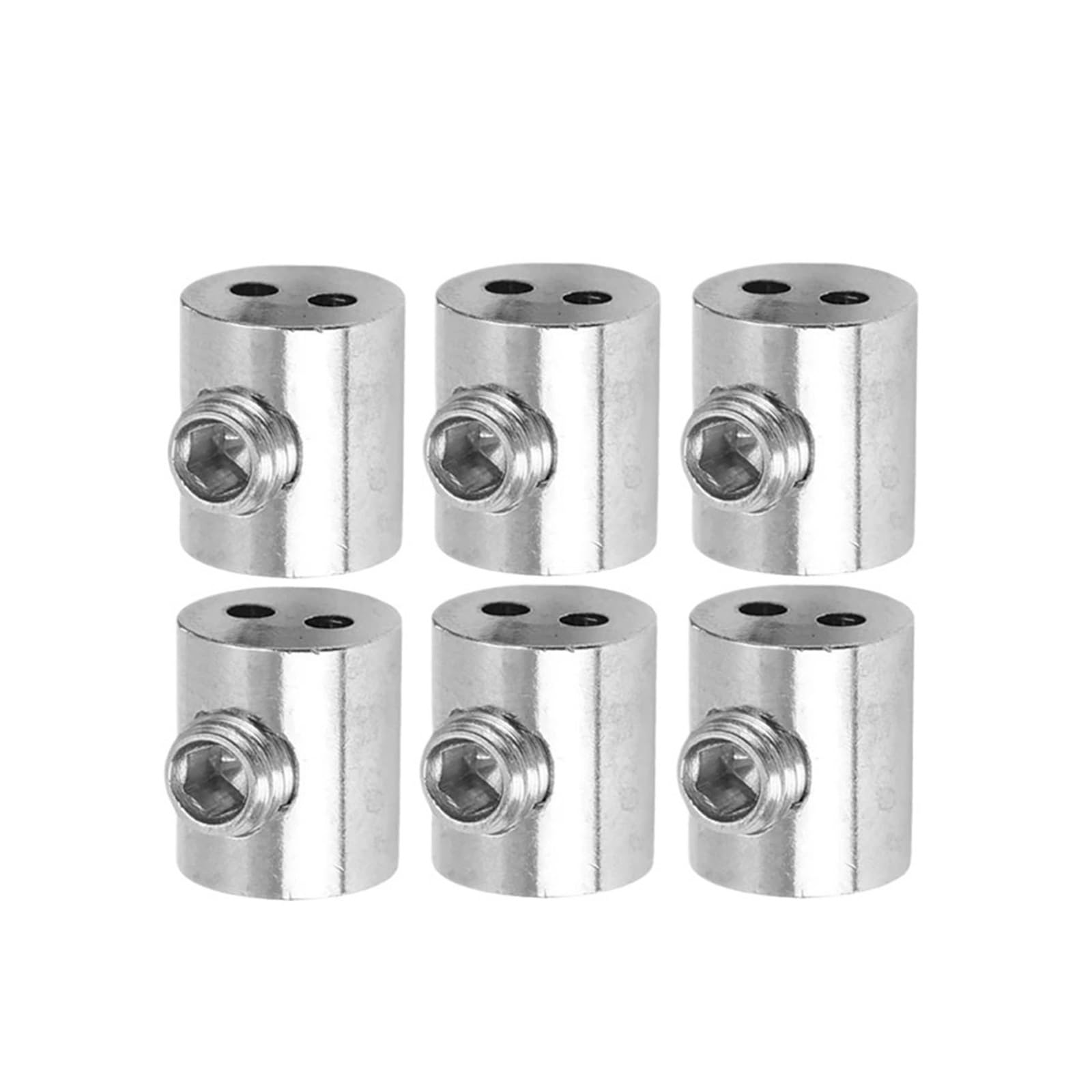 Dpnentv 6Pcs Double Hole Metal Wire Rope Clamp Adjustable Cable Retainer Clip(6Pcs)