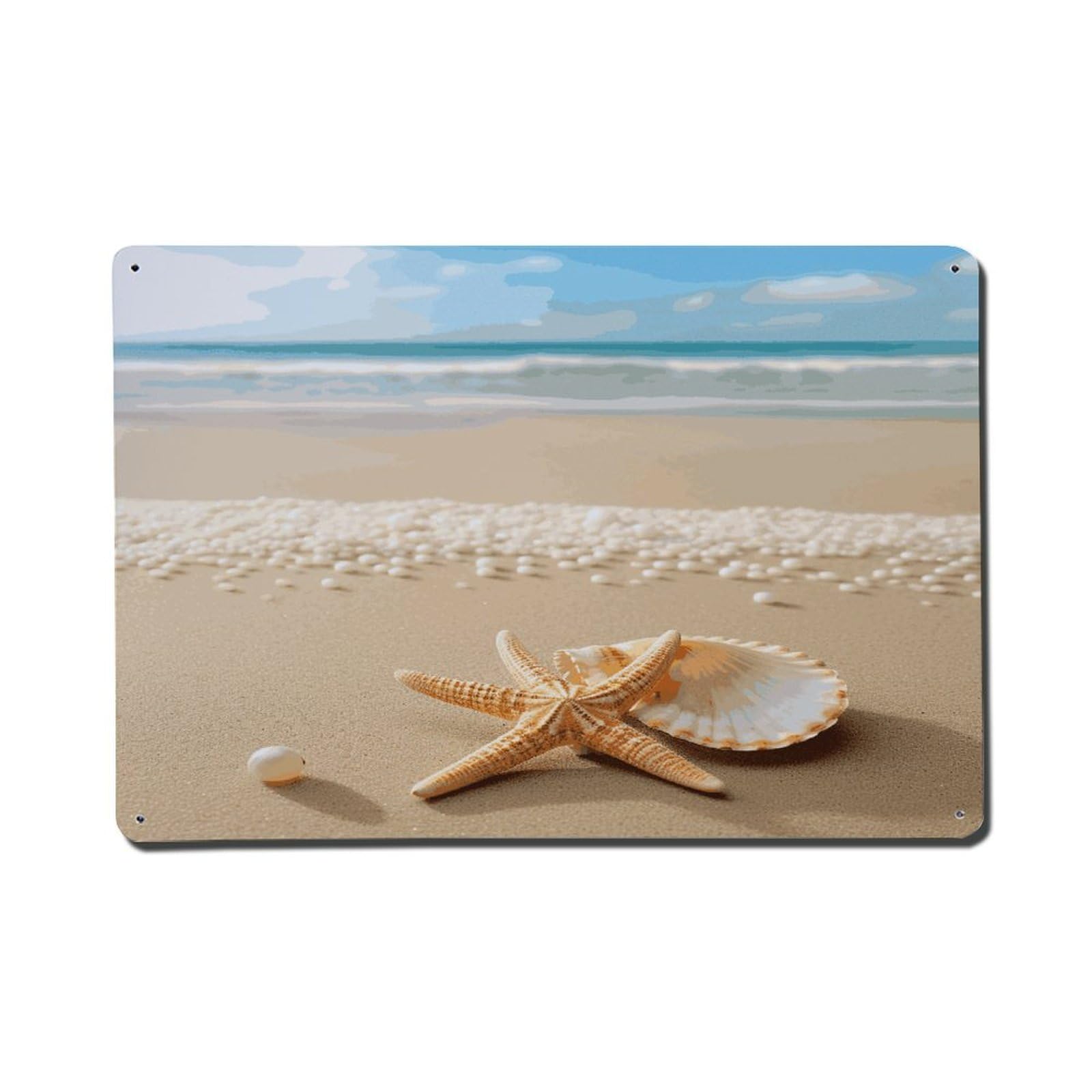 Adfgyerh Style Starfish Shell And Beach Metal Signs Funny, Aluminum Tin Sign Indoor Outdoor Decor, Vintage Signs For Home Office Kitchen Bar Cafe Garden Farmhouse Wall Decor