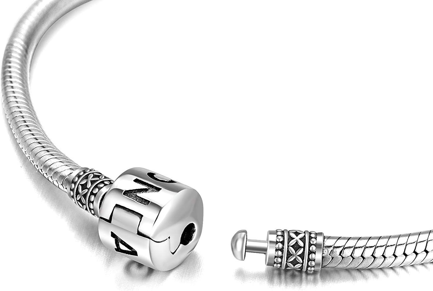 LONAGO Genuine Charm Bracelet 925 Sterling Silver Snake Chain Bangle Barrel Clasp Jewelry Fit Charm Birthday Gift for Women - Image 3