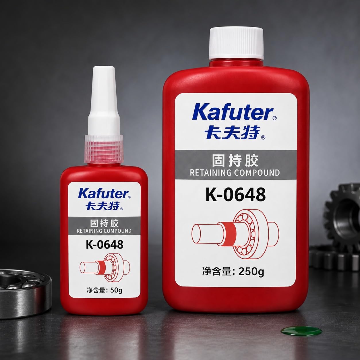 VIDOO Kafuter K-0648 Fijador Mecánico Antideslizante Verde, Retenedor Manguito Permanente Viscosidad Media, Gel Estabilizador Polea Resistente, 250g