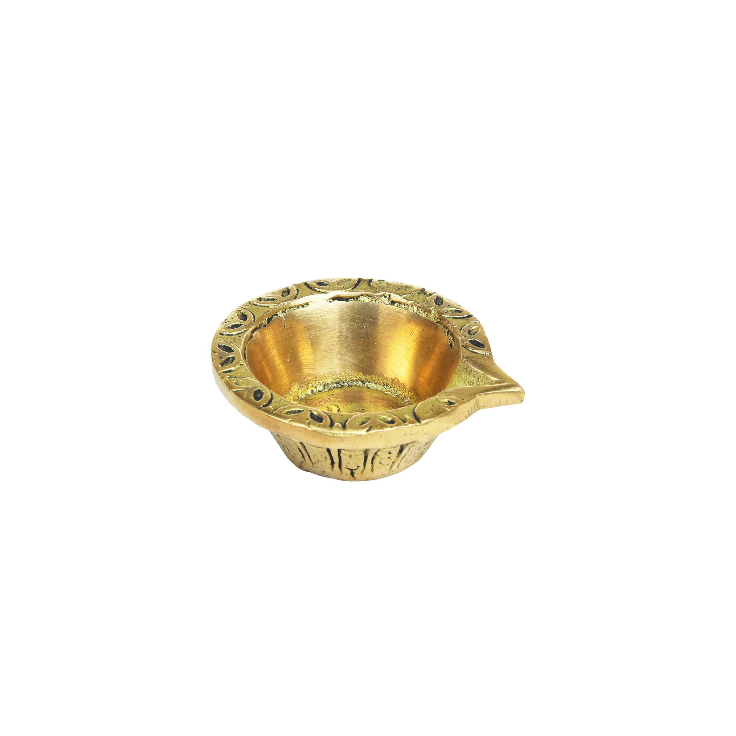 Decorative Diya Deepak Pooja Diya Puja Item Religious Brass Oil Lamp for Indian Traditional Pooja Decoration Aarti Diya Lighting Accessories Gift Items Pooja Kit Lantern Lamp(Size:-2'')(Golden)