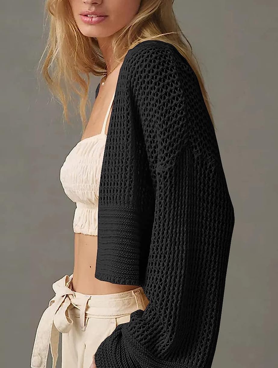 Cicy Bell Cardigan aperto da donna Boho a maniche lunghe cropped Cardigan leggero estivo