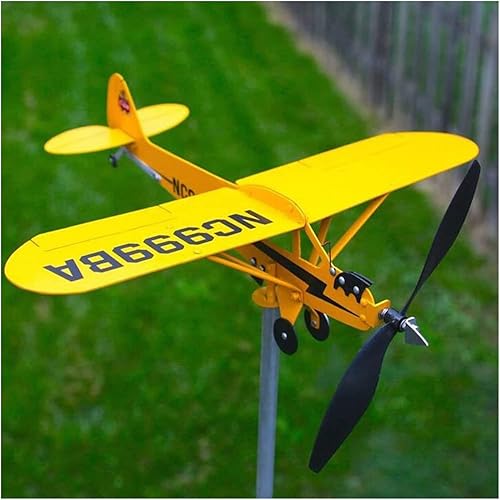 Piper J3 Cub Airplane - Veleta de viento 3D única, molino de viento de metal para decoración de jardín, patio, regalos para amantes del vuelo (7.9 x