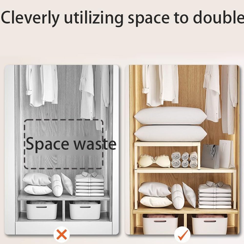 Ripiano Espandibile per Armadio e Mobile Cucina,Scaffale Telescopico Estensibile per Armadio,Organizer per Armadio,Lunghezza Regolabile 38-62 cm,Supporto per Scaffale,Antiruggine