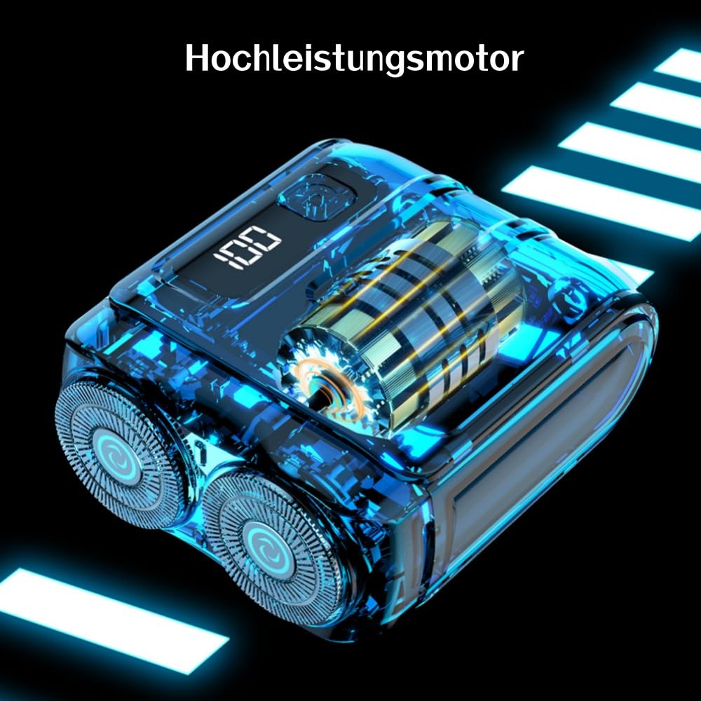 SmoothTrim – Der Rasierer des Jahres 2025 Tragbarer Mini Rotary Dual Ring Elektrischer Herren Rasierer, Dualkopf, Kabellos, USB Wiederaufladbar für Zuhause, Auto & Reisen
