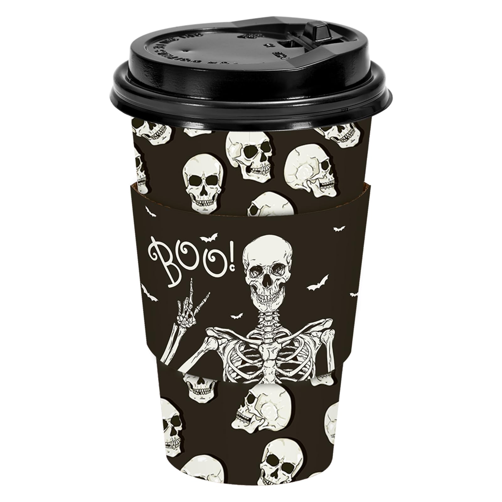 Gobelets en papier noir et blanc avec couvercles pour Halloween et tables de mariage festives
