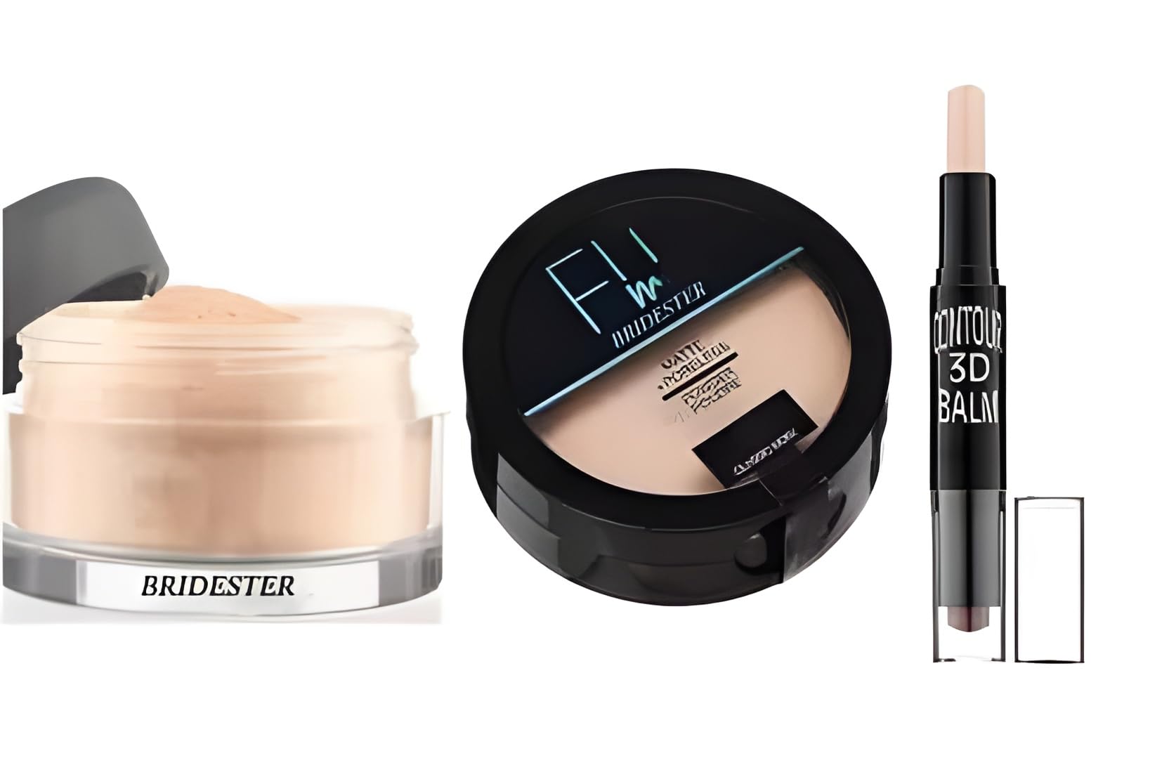 Bridester Fit Me Loose Powder Compact Powder Waterproof Compact Highlighter And Contour (3 Items In The Set)