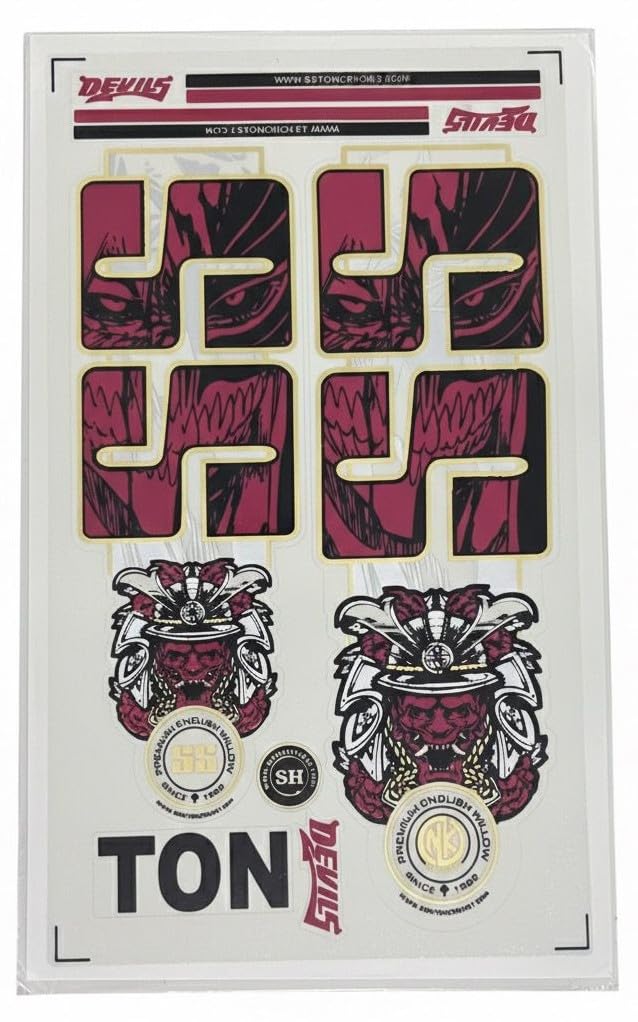 Cricket Bat Stickers – PVC Waterproof Material English Willow Design, Pink and Black-image-26