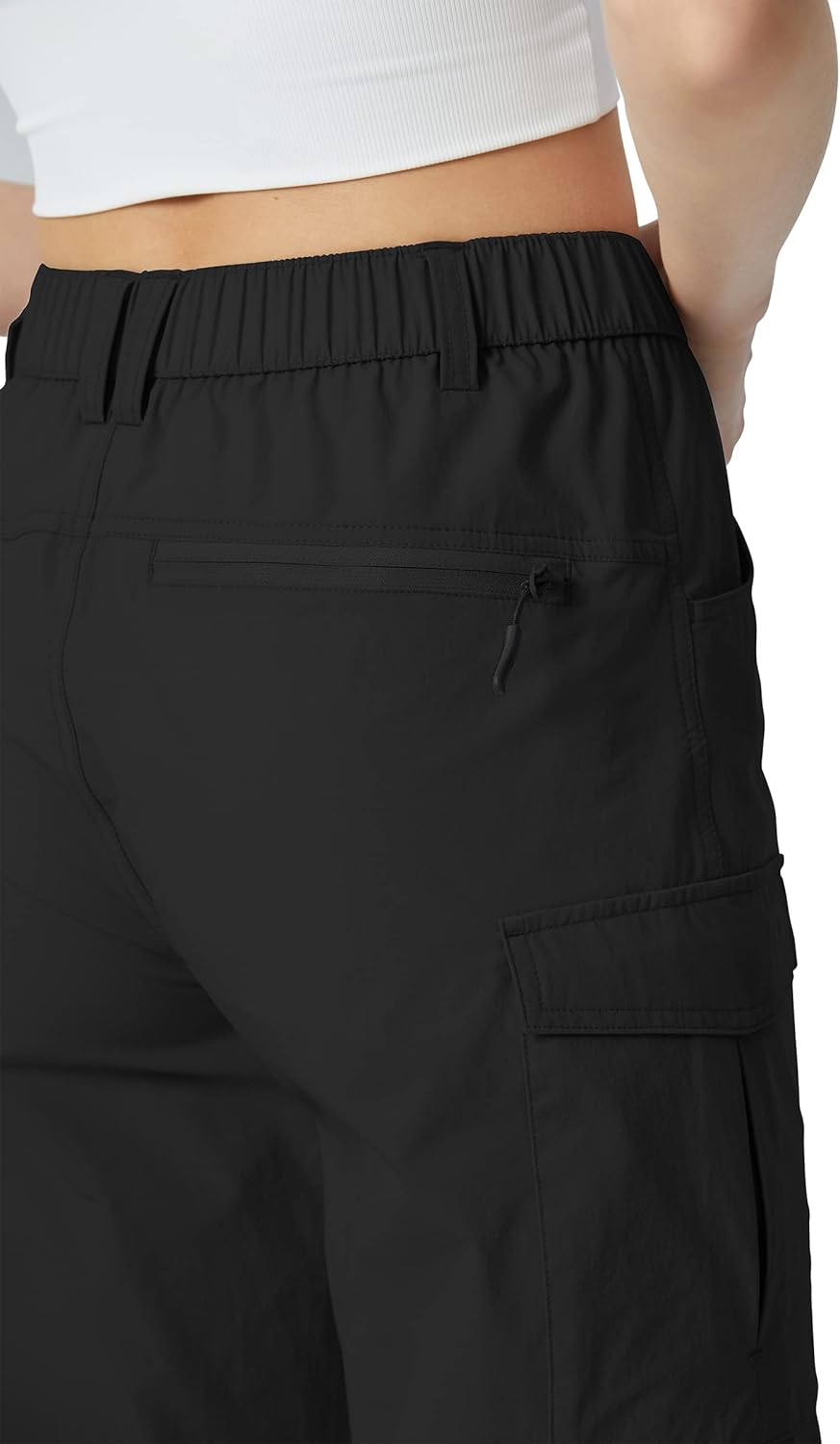 Kuenlun Top Women's Hiking Capri Lightweight Quick Dry Cargo Pants for Travel Outdoor UPF 50 Water Resistant with Zip Pockets - Image 3