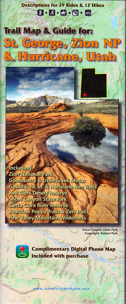 Trail Map & Guide for: St. George, Zion NP & Hurricane, Utah