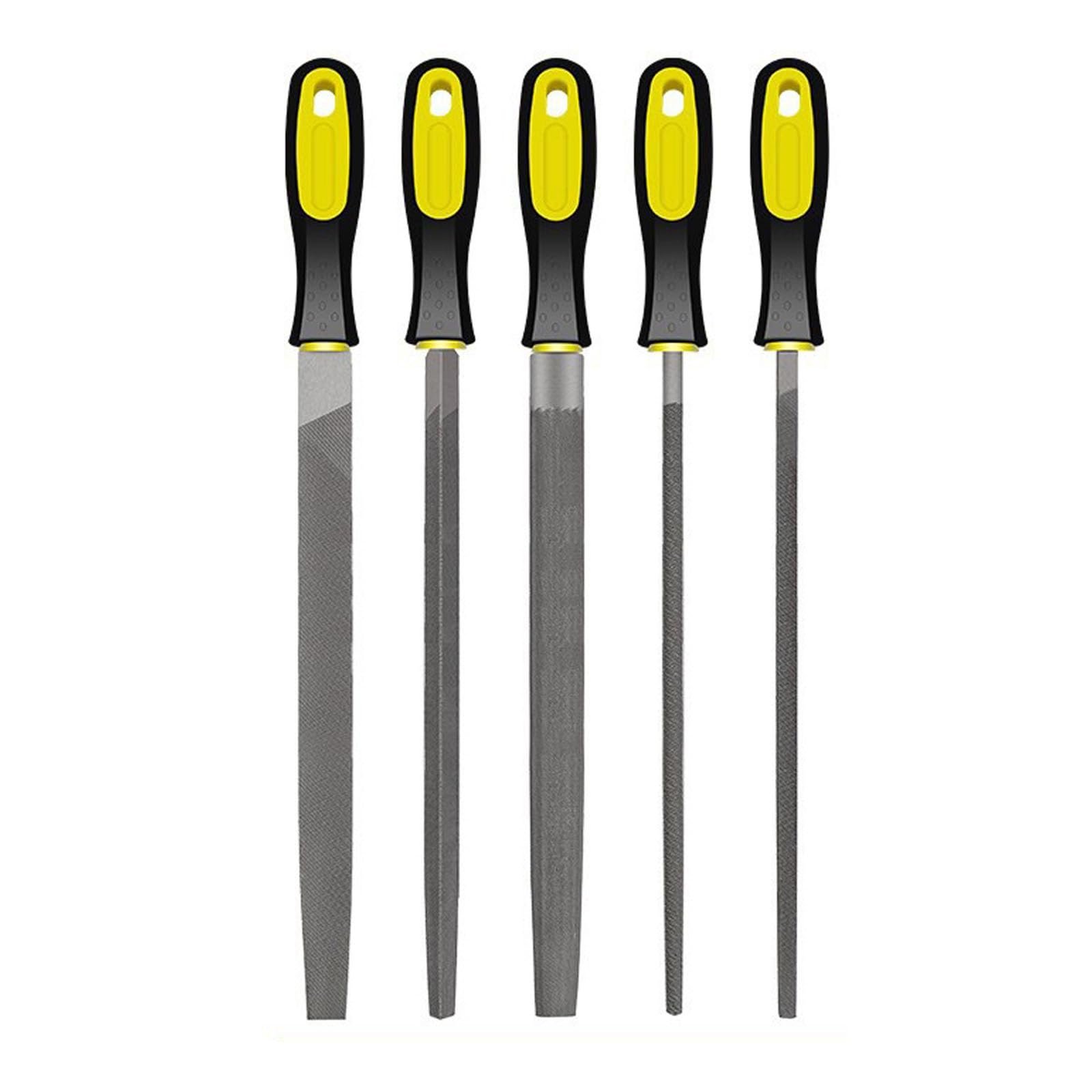 Paquete de 5 limas de carpintería de 12 pulgadas, juego de limas de acero de alto carbono, herramientas profesionales de carpintería para madera, metal y proyectos de bricolaje