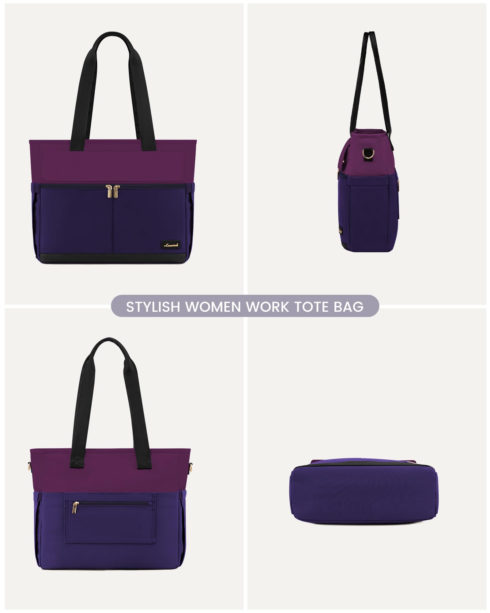 LOVEVOOK Borsa per computer portatile da donna, in tela, grande capacità, con tasche multiple, borsa da lavoro per insegnanti, infermiere, viaggi d'affari