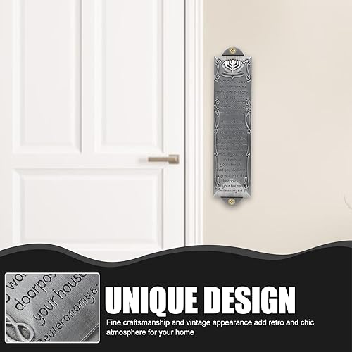 Miniatura 6 de Veemoon Mezuzá con pergamino para puerta, placa de mezuzá de metal, estuche de mezuzá con pergaminos, regalos de Hannukah, mezzuzah judía para