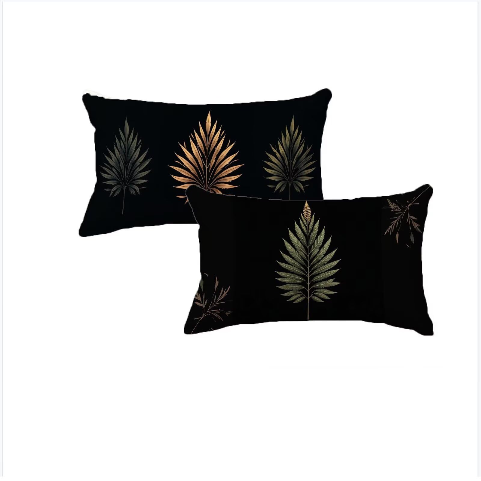 Housse coussin 50x80cm velours noir chic, taie géométrique double face de luxe