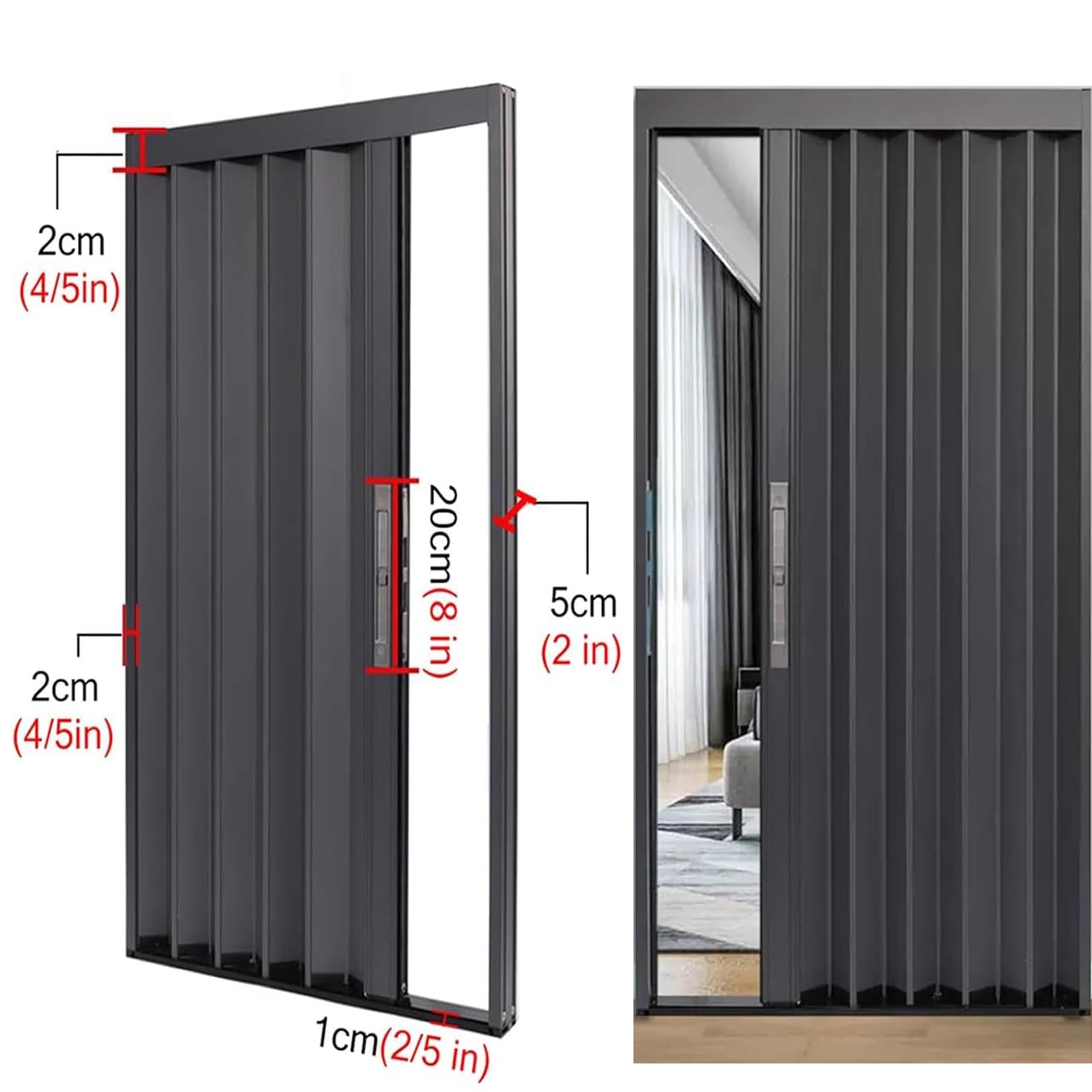 Wewnętrzne drzwi harmonijkowe z zamkiem, składane drzwi przesuwne do łazienki, szafy, spiżarni, łatwa instalacja, bez wiercenia, trwała rama aluminiowa