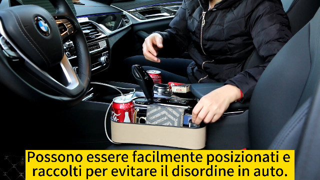 Organizzatore Per Seggiolino Auto Qirc - Tasca Portaoggetti Con Portabicchieri, Nero, Multifunzione - Foto 7