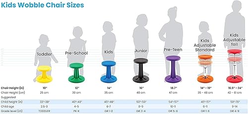 Miniatura 6 de Kore - Silla de altura ajustable, asiento activo para niños, adolescentes Mejor que una pelota de equilibrio, asientos flexibles para aula.