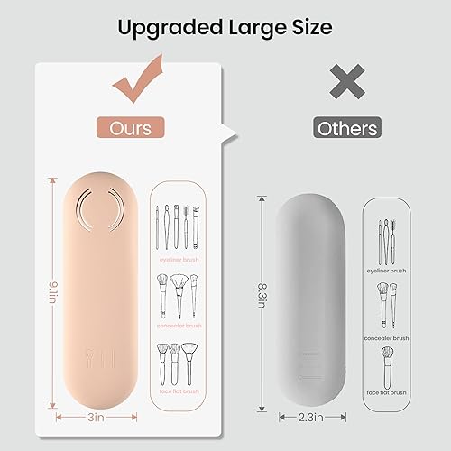 Miniatura 10 de Soporte para brochas de maquillaje de viaje, estuche organizador de brochas de maquillaje de silicona con gran capacidad mejorada, bolsa de cepillos